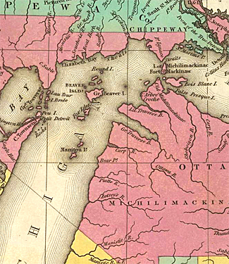 1836 Map of Beaver Island in Lake Michigan